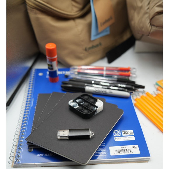 Tan Puffer Backpack Bundle with Embark Lunchbox and 25+ Back to School Items - Picture 12 of 16